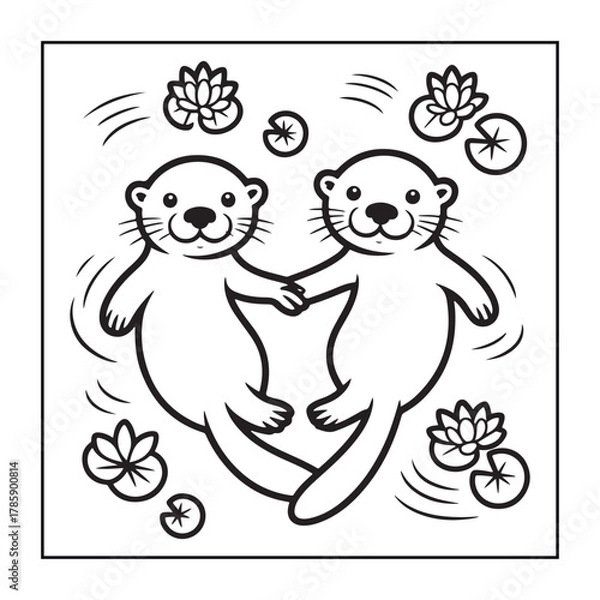 Obraz Kid-friendly animals and bold and easy coloring pages. different types of animals with some elements, and black and white coloring pages for kids.