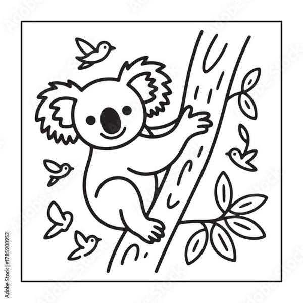 Obraz Kid-friendly animals and bold and easy coloring pages. different types of animals with some elements, and black and white coloring pages for kids.