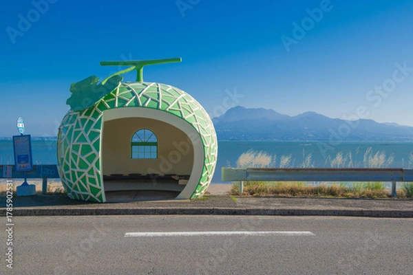 Fototapeta フルーツバス停のメロン・井崎バス停