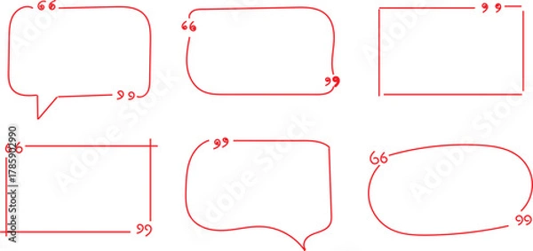 Fototapeta hand drawn six blank speech bubbles as dialogue or chat bubbles quote box sketch text box vector illustration  