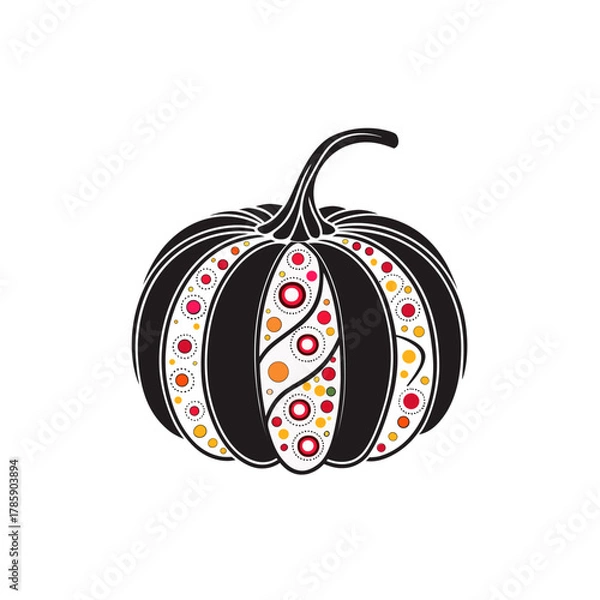 Obraz Decorative Abstract Pumpkin with Colorful Dotted Pattern – Vector Art on White Background