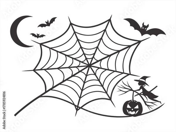 Obraz Halloween silhouette black vector white background
