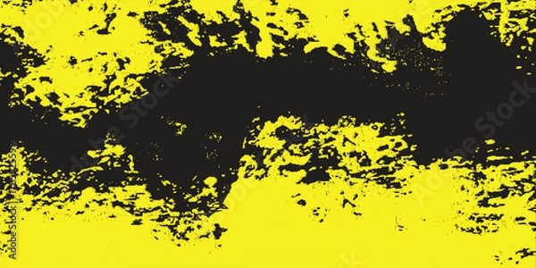 Obraz A striking grunge background showcases splattered yellow and black paint, creating a visually interesting texture with abstract shapes and bold color contrasts