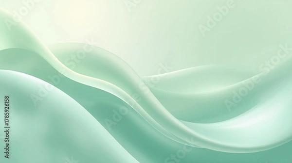 Obraz Mint Gradient Flowing Curves – Elegant Smooth Abstract Background