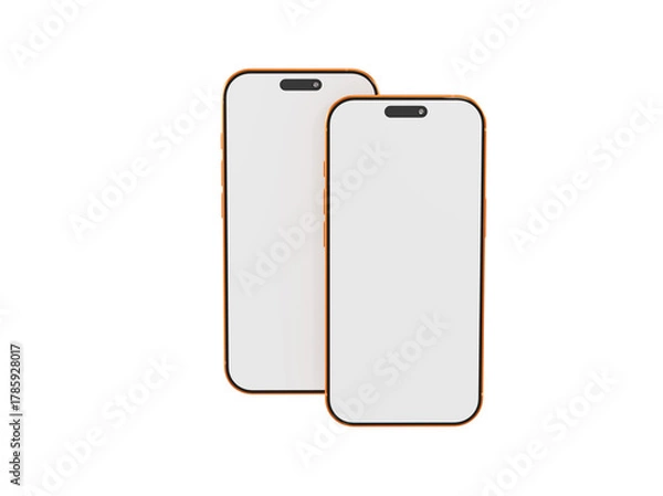 Obraz Two blank smartphone mockups, perfect for showcasing app design or website presentation, isolated on a white ba