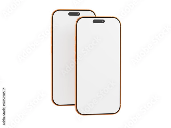 Obraz Two modern smartphone mockups isolated on a white background, perfect for showcasing your app designs or tech p