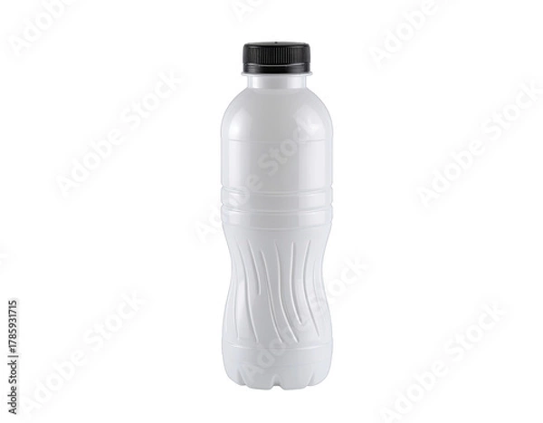 Obraz White Plastic Bottle with Black Cap Isolated on Transparent Background Professional Studio Shot