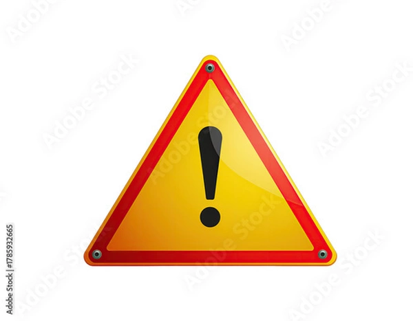Obraz Yellow Warning Triangle Sign With Exclamation Mark Isolated On Black Background Danger Alert Symbol