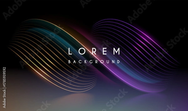 Fototapeta Color light lines background with glow effect