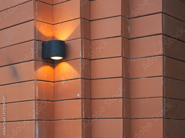 Fototapeta Red bricks for building in construction site for background.