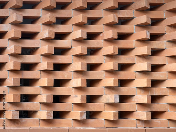 Fototapeta Red bricks for building in construction site for background.