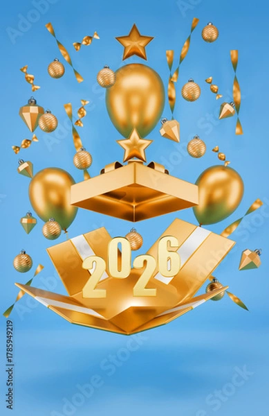 Fototapeta Open gift box with Christmas decoration