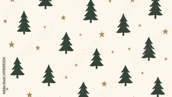 Obraz Festive evergreen tree pattern wallpaper for desktop