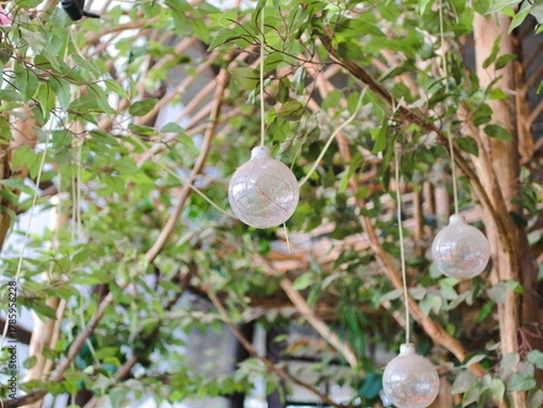 Fototapeta Eco Friendly Indoor Lighting with Bamboo Roof Design