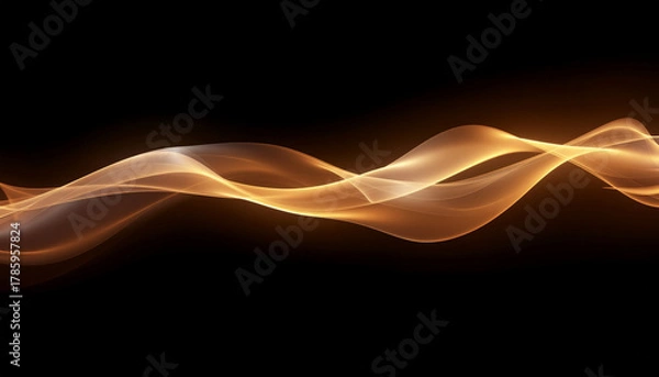 Obraz Abstract golden wave on black background, elegant and flowing design.