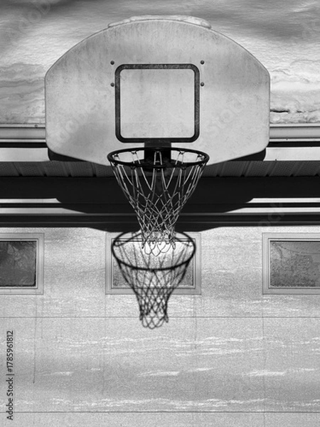 Fototapeta filet de basket-ball, photo en noir et blanc	