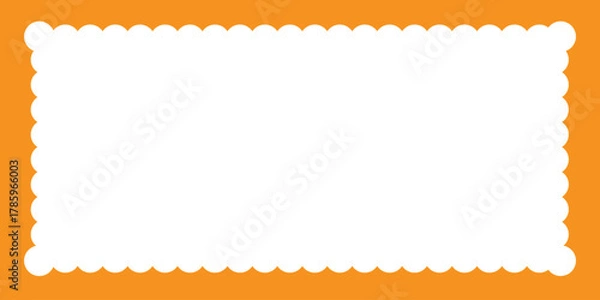 Fototapeta Scalloped frame with orange border and white space simple vector graphic for product display EPS vector