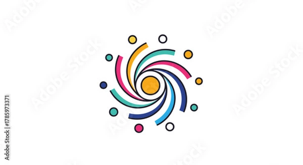 Obraz Colorful Abstract Swirl with People Icons Representing Unity and Connection.
