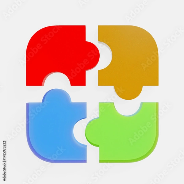 Fototapeta Teamwork and solution concept. 3D puzzle pieces