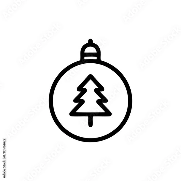 Fototapeta Christmas tree bauble vector icon