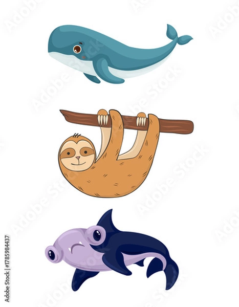 Obraz funny cartoon shark