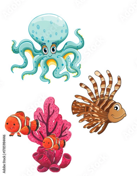 Obraz cartoon sea animals
