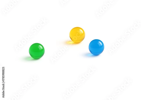 Obraz Minimalist composition featuring several glossy glass spheres  arranged on a pure white surface