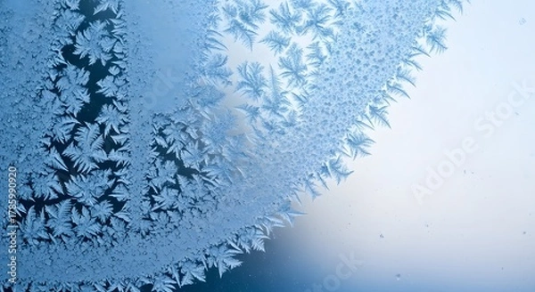 Fototapeta Frost crystal texture in soft winter blue light