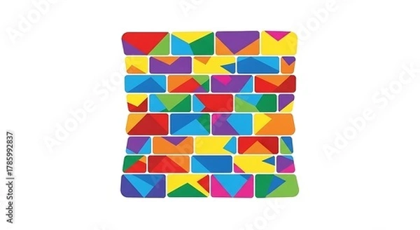 Fototapeta Colorful brick wall background vector illustration abstract creative design concept art