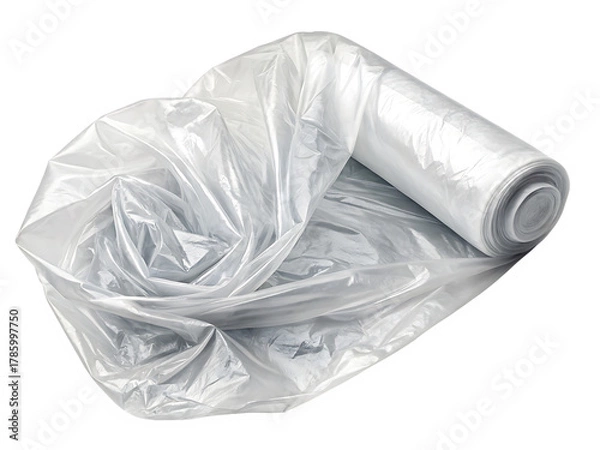Fototapeta Roll of clear plastic bags isolated on transparent background