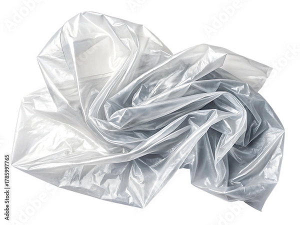Fototapeta Crumpled transparent plastic bag isolated on transparent background