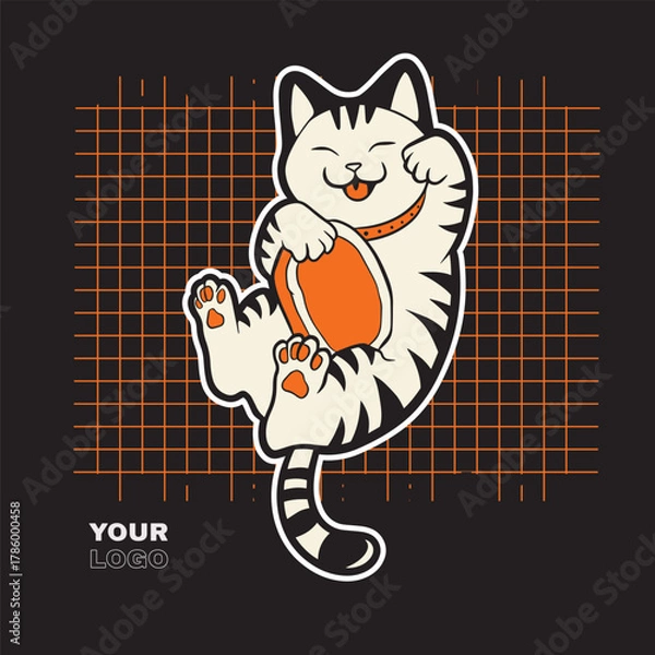 Fototapeta funny vector illustration of a cat	
