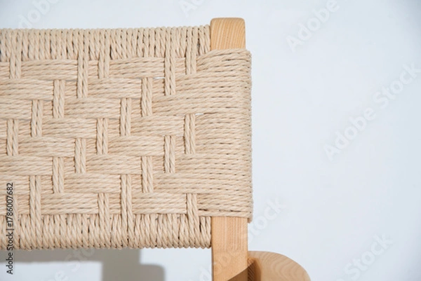Fototapeta Texture of handcraft Wishbone chair on white background.