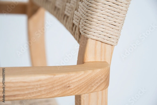 Fototapeta Texture of handcraft Wishbone chair on white background.