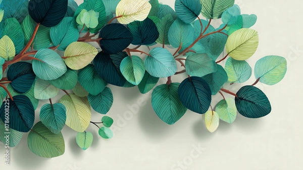 Obraz flat vector of abstract foliage shadow on plain white background