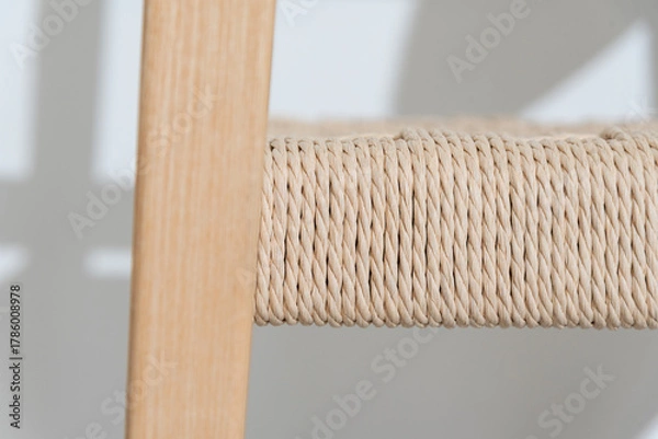 Fototapeta Texture of handcraft Wishbone chair on white background.