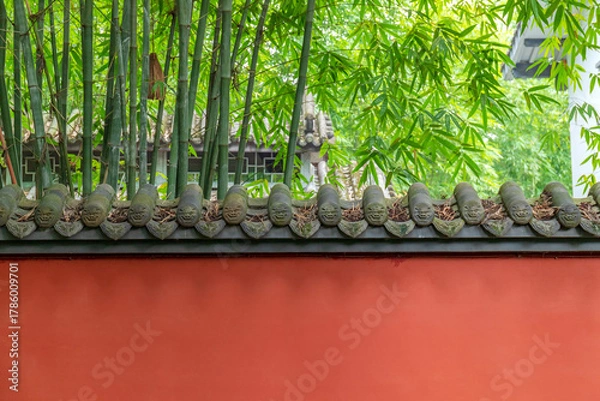 Fototapeta The background of the courtyard wall of traditional Chinese ancient-style architecture