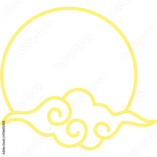 Fototapeta Chinese Cloud Line Frame