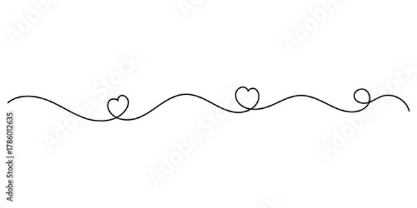 Obraz Modern isolated heart continues line drawing icons. Simple love drawing illustration line on white background. Valentine heart line drawing on white page. EPS 10. 