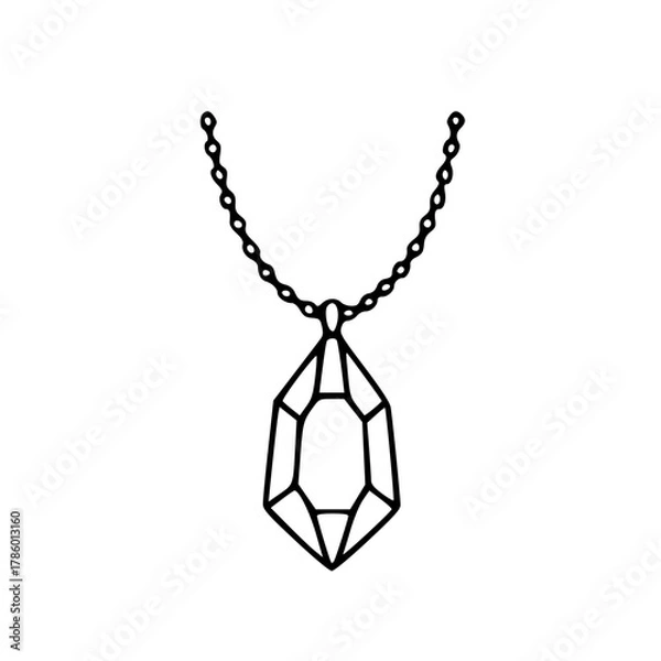Obraz Crystal pendant necklace minimalist line art