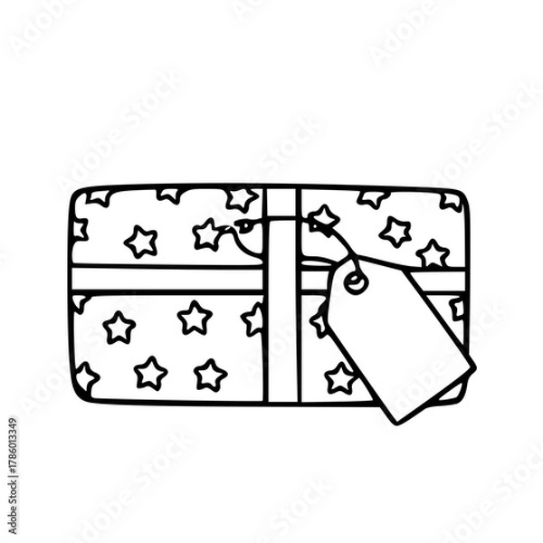 Obraz Cute christmas gift box star pattern