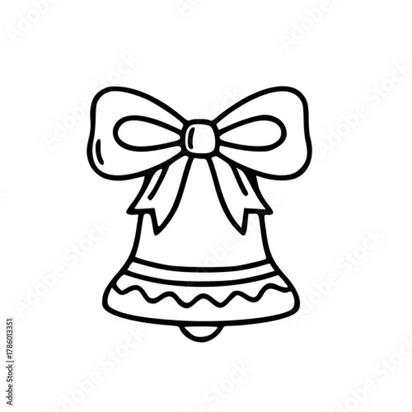 Obraz Christmas bell with decorative bow illustration