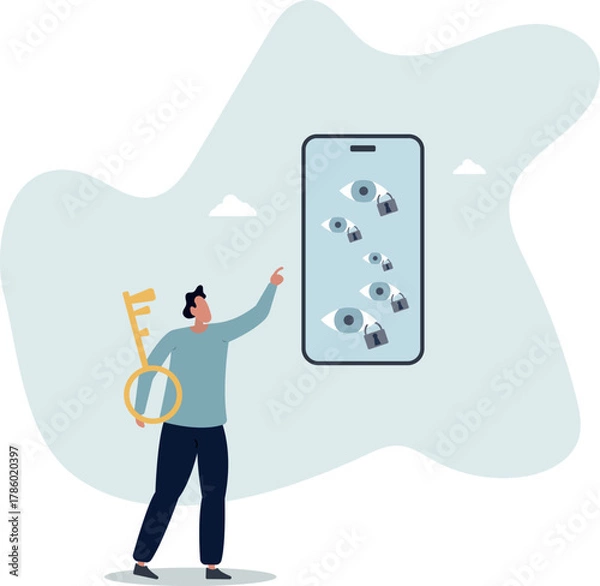 Fototapeta Data privacy for internet user, protect application to track or follow user behavior concept.life and employment of people.