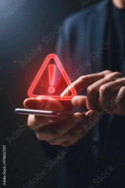 Obraz warning alert notification concept on smartphone screen