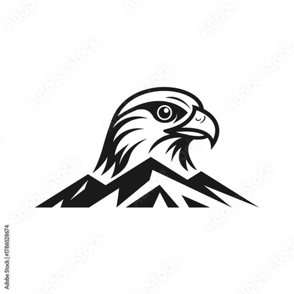 Obraz Eagle Head and Mountain Logo