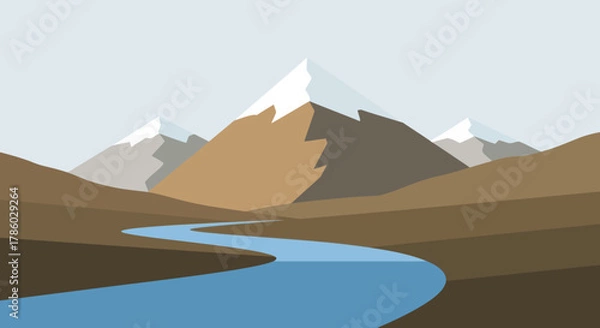 Obraz Serene Mountain Landscape with Winding River.