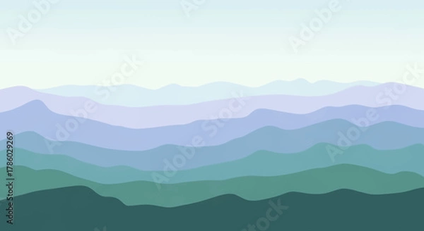 Fototapeta Serene Mountain Vista with Hazy Layers.