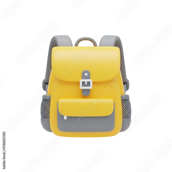 Fototapeta Yellow backpack isolated on transparent background