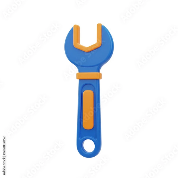 Fototapeta Blue and orange wrench isolated on transparent background