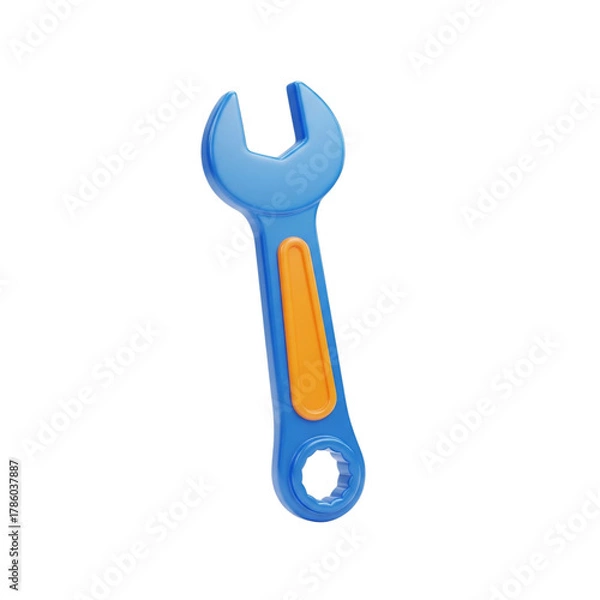Fototapeta Blue and orange wrench isolated on transparent background